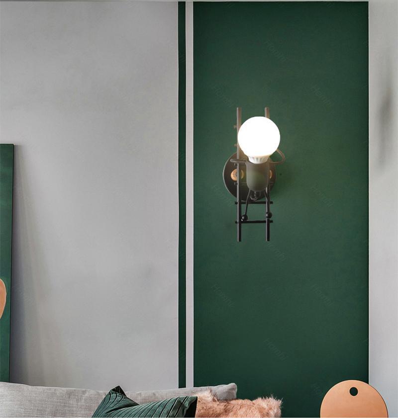 Modern Retro Cartoon Doll Sconce Lamp for Kids Baby Room Modern Nordic Luminaire Home Lighting Decoration WALL Sconce Child Climbing Ladder Lamp Descoration - Black Girl Golf