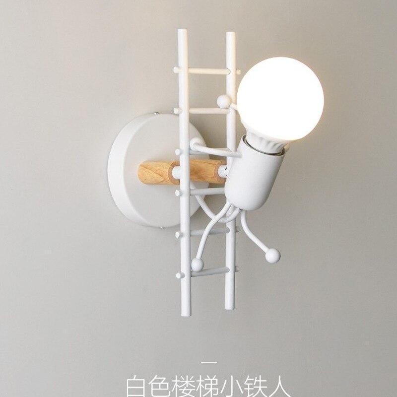 Modern Retro Cartoon Doll Sconce Lamp for Kids Baby Room Modern Nordic Luminaire Home Lighting Decoration WALL Sconce Child Climbing Ladder Lamp Descoration - Black Girl Golf