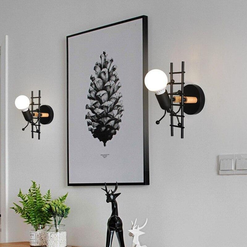 Modern Retro Cartoon Doll Sconce Lamp for Kids Baby Room Modern Nordic Luminaire Home Lighting Decoration WALL Sconce Child Climbing Ladder Lamp Descoration - Black Girl Golf