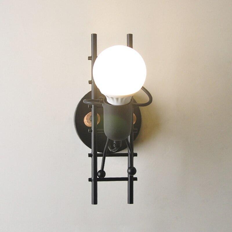 Modern Retro Cartoon Doll Sconce Lamp for Kids Baby Room Modern Nordic Luminaire Home Lighting Decoration WALL Sconce Child Climbing Ladder Lamp Descoration - Black Girl Golf