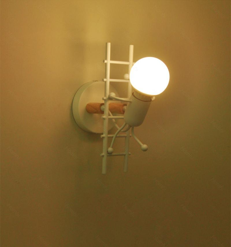 Modern Retro Cartoon Doll Sconce Lamp for Kids Baby Room Modern Nordic Luminaire Home Lighting Decoration WALL Sconce Child Climbing Ladder Lamp Descoration - Black Girl Golf