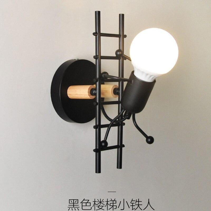 Modern Retro Cartoon Doll Sconce Lamp for Kids Baby Room Modern Nordic Luminaire Home Lighting Decoration WALL Sconce Child Climbing Ladder Lamp Descoration - Black Girl Golf