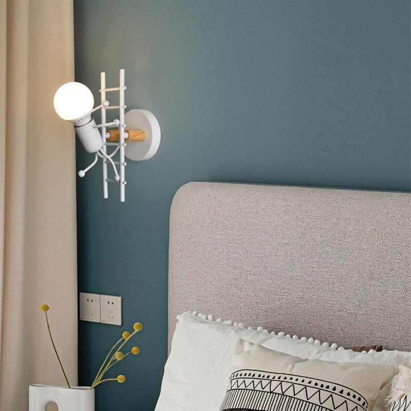 Modern Retro Cartoon Doll Sconce Lamp for Kids Baby Room Modern Nordic Luminaire Home Lighting Decoration WALL Sconce Child Climbing Ladder Lamp Descoration - Black Girl Golf