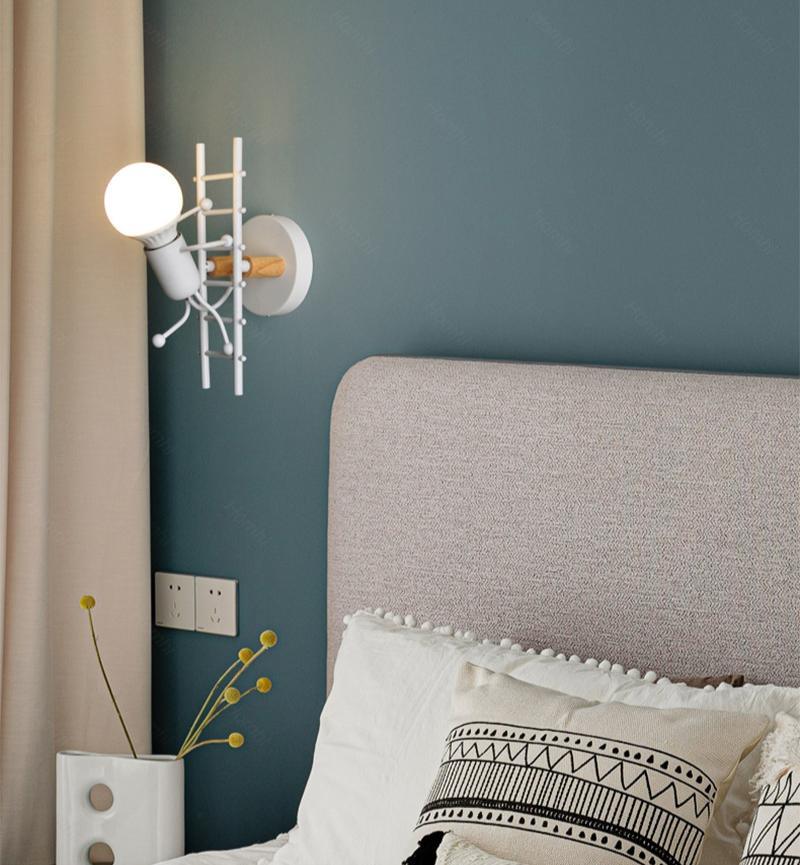 Modern Retro Cartoon Doll Sconce Lamp for Kids Baby Room Modern Nordic Luminaire Home Lighting Decoration WALL Sconce Child Climbing Ladder Lamp Descoration - Black Girl Golf