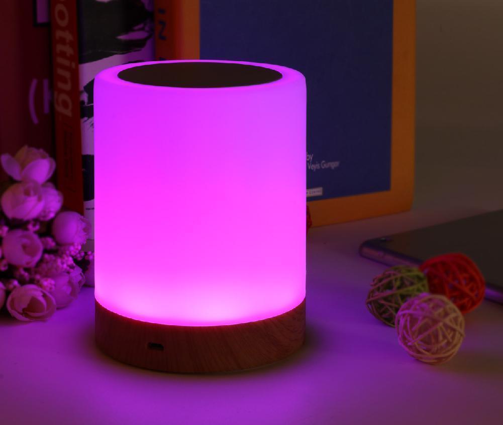 Modern Retro Touch Smart 7 colors USB Charging LED Touch Colorful Night Lamp Wood Grain Bed Light Home Office Decoration Gift For Home Room or Office Camping lamp For Kids - Black Girl Golf