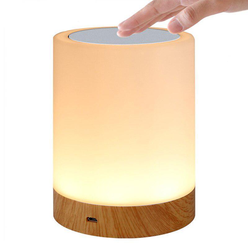 Modern Retro Touch Smart 7 colors USB Charging LED Touch Colorful Night Lamp Wood Grain Bed Light Home Office Decoration Gift For Home Room or Office Camping lamp For Kids - Black Girl Golf