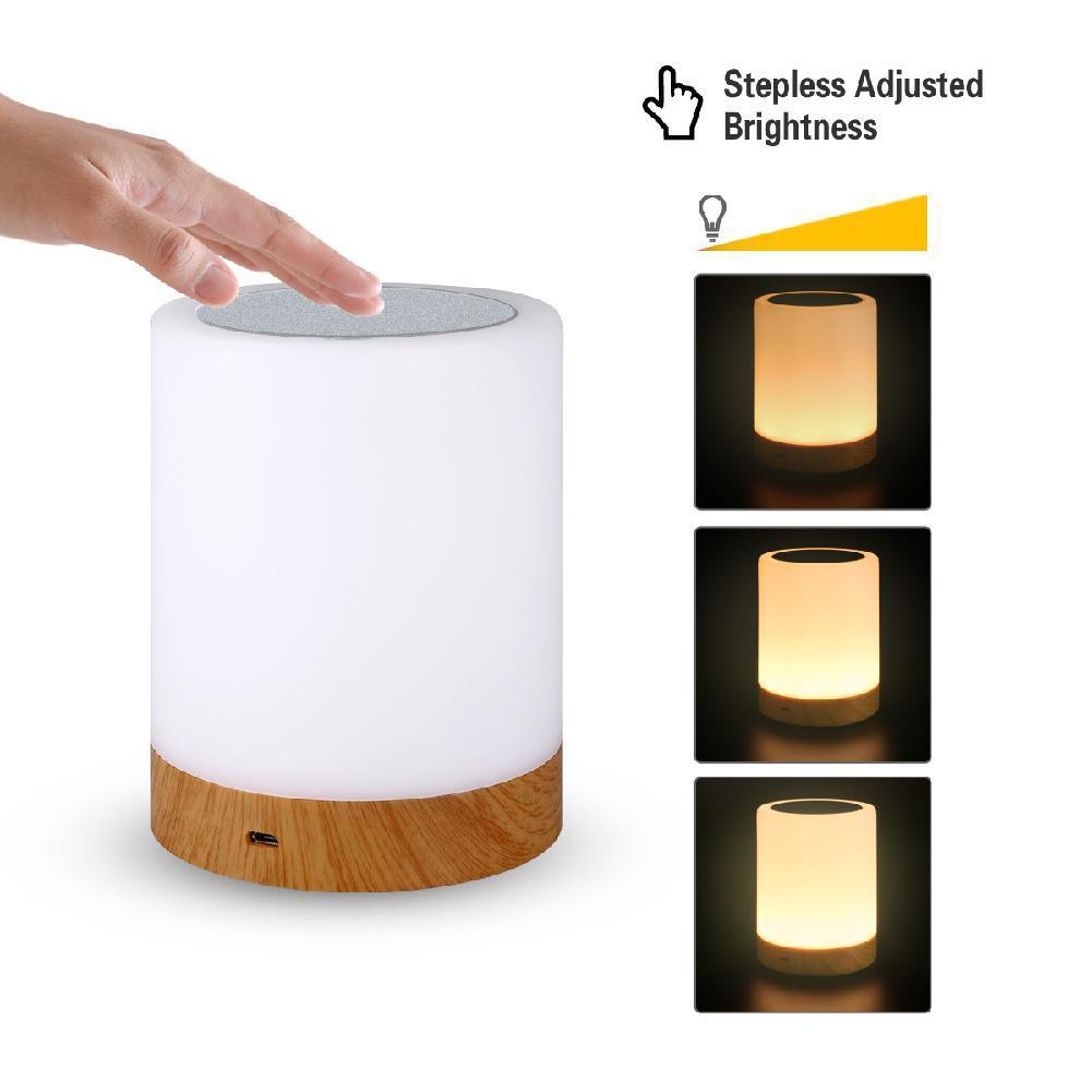Modern Retro Touch Smart 7 colors USB Charging LED Touch Colorful Night Lamp Wood Grain Bed Light Home Office Decoration Gift For Home Room or Office Camping lamp For Kids - Black Girl Golf