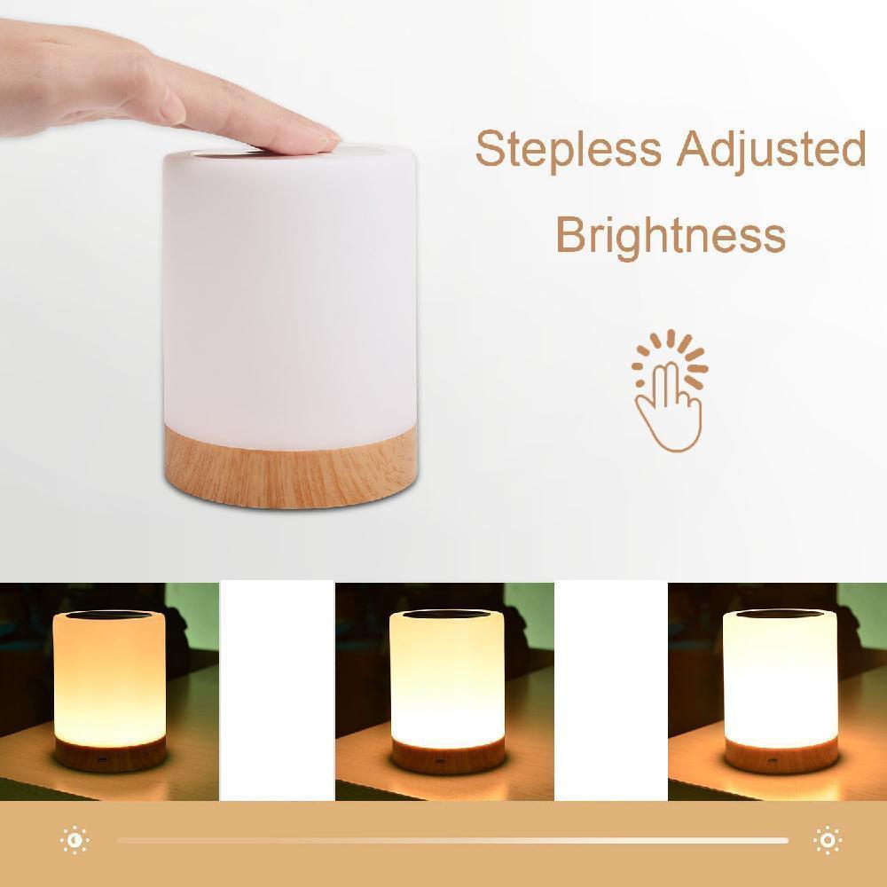 Modern Retro Touch Smart 7 colors USB Charging LED Touch Colorful Night Lamp Wood Grain Bed Light Home Office Decoration Gift For Home Room or Office Camping lamp For Kids - Black Girl Golf