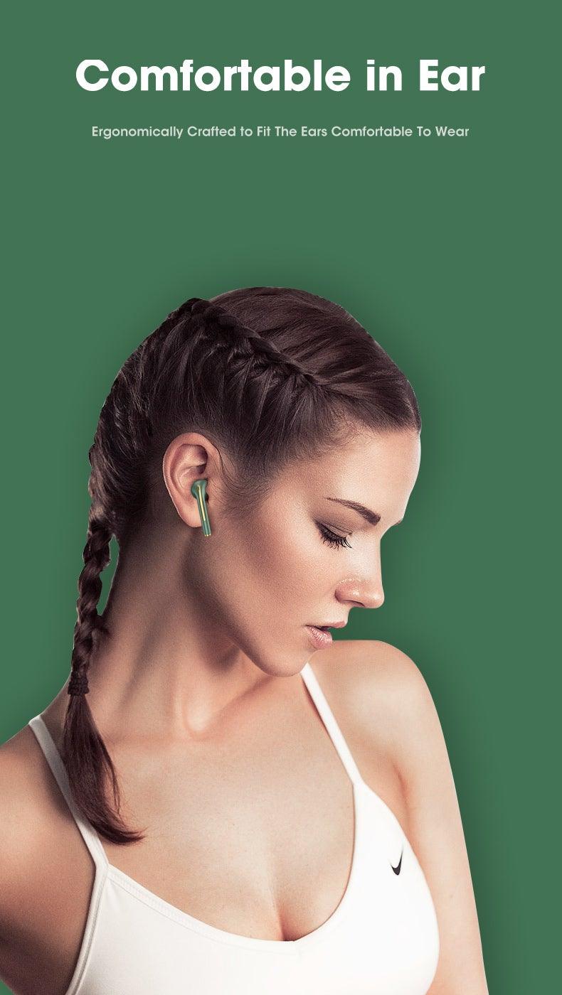 Modern White Wireless Bluetooth Headphones Waterproof HIFI-Sound Music Earphones For Outdoor Sport Workout Headset Sports Headphones Wireless Wearable Music Player Built-in Sweatproof Headphones With Charging Case Bluetooth 5.0 - Black Girl Golf