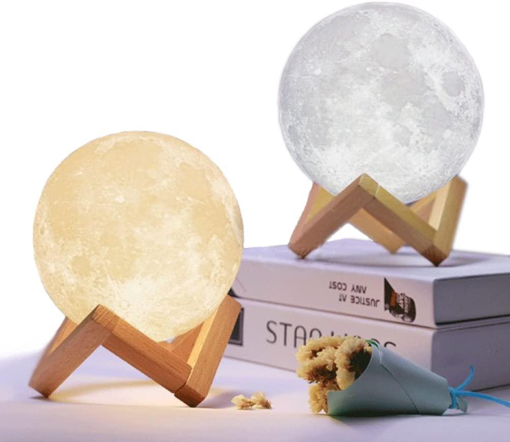 Moon Lamp Moon Light Night Light for Kids Gift for Women USB Charging and Touch Control Brightness 3D Printed Warm and Cool White Lunar Lamp - Black Girl Golf