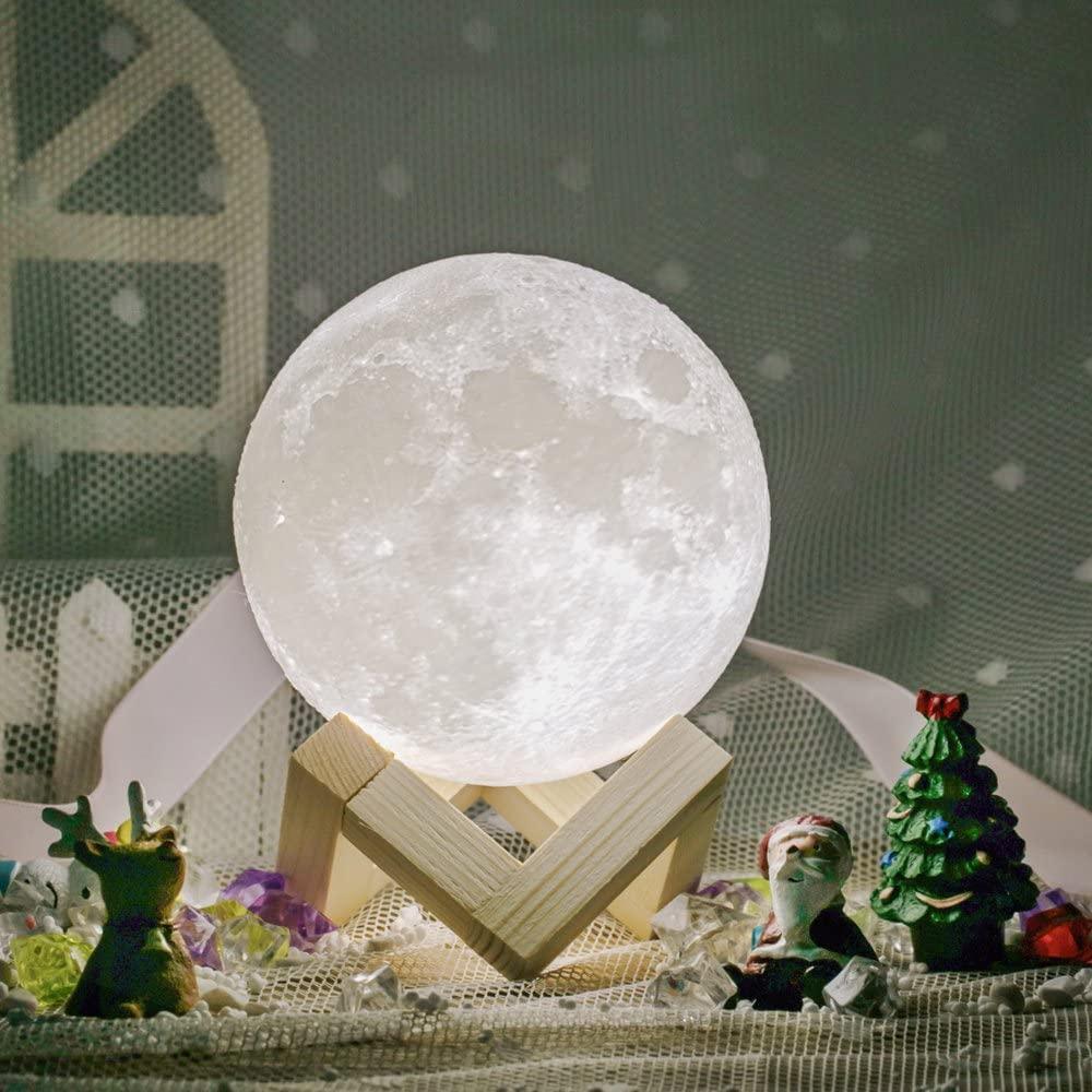 Moon Lamp Moon Light Night Light for Kids Gift for Women USB Charging and Touch Control Brightness 3D Printed Warm and Cool White Lunar Lamp - Black Girl Golf