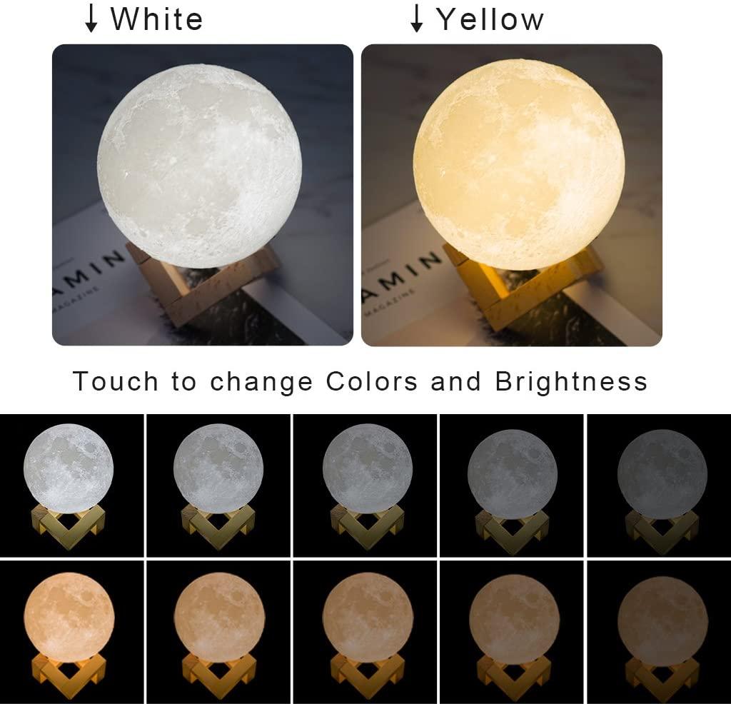 Moon Lamp Moon Light Night Light for Kids Gift for Women USB Charging and Touch Control Brightness 3D Printed Warm and Cool White Lunar Lamp - Black Girl Golf