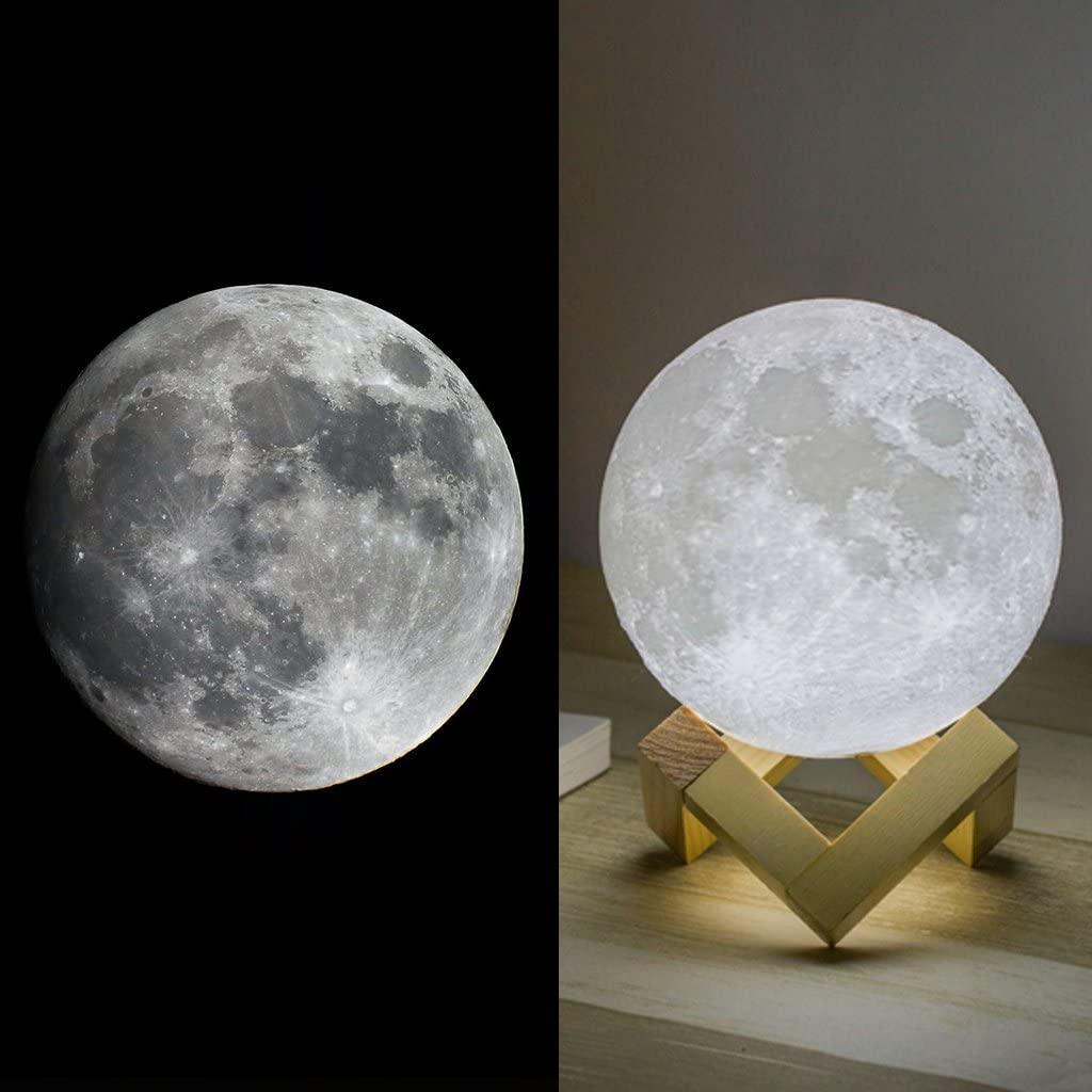 Moon Lamp Moon Light Night Light for Kids Gift for Women USB Charging and Touch Control Brightness 3D Printed Warm and Cool White Lunar Lamp - Black Girl Golf