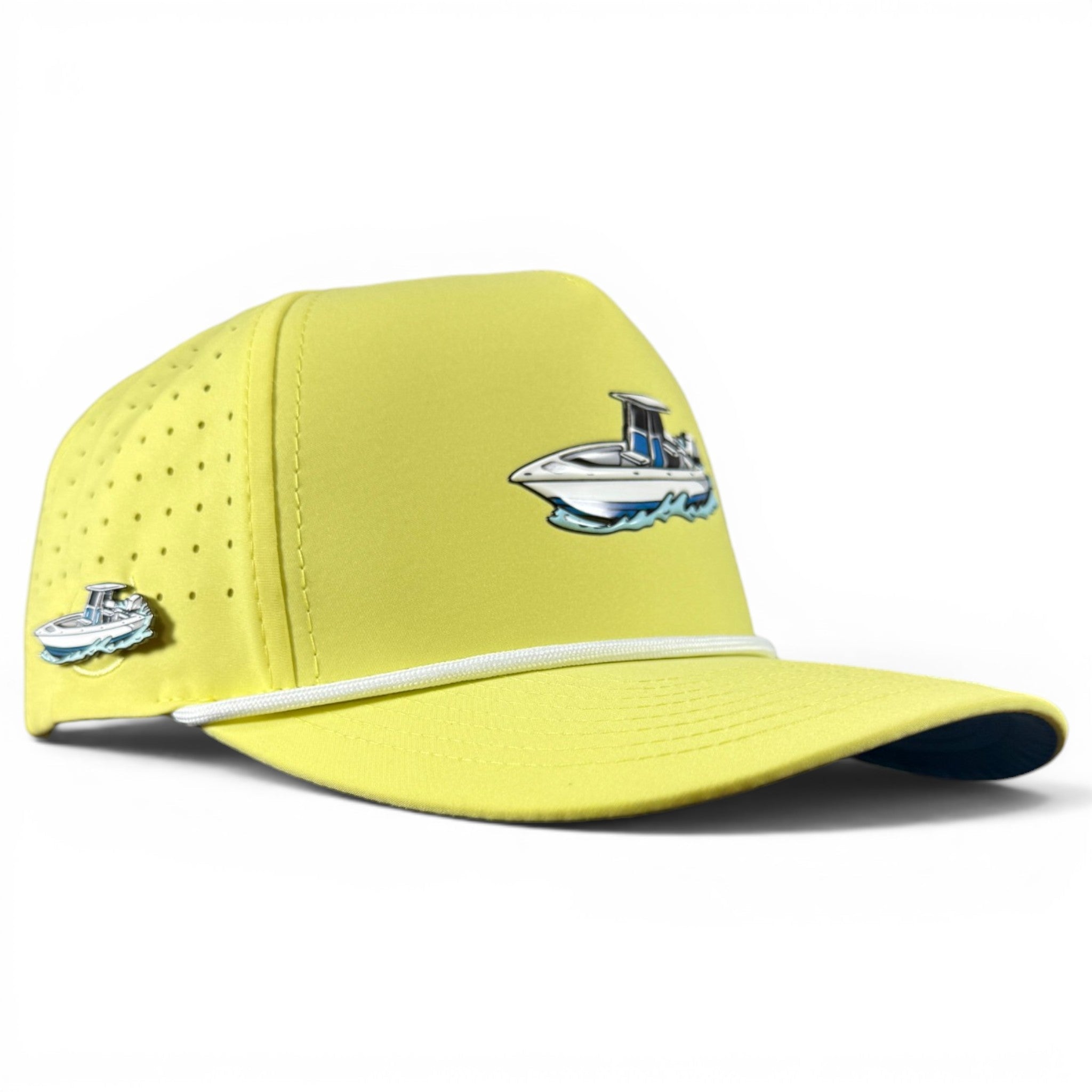 Motor Boatin' Golf Hat | Snapback Cap | Built-in Magnetic Ball Marker Holder + Marker Included | Adjustable Center Console Boat - Black Girl Golf