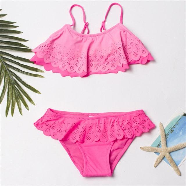 Multicolored Style Girls Kids Swimwear Swimsuit Girls Two Piece Bikini Swimsuits Floral Bathing Suit For Kids Summer Beach Swimwear Summer Children Bathing Suit Kids Girls Bikini Set 2-14 Years - Black Girl Golf