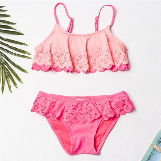 Multicolored Style Girls Kids Swimwear Swimsuit Girls Two Piece Bikini Swimsuits Floral Bathing Suit For Kids Summer Beach Swimwear Summer Children Bathing Suit Kids Girls Bikini Set 2-14 Years - Black Girl Golf