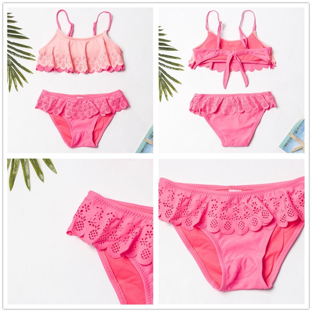 Multicolored Style Girls Kids Swimwear Swimsuit Girls Two Piece Bikini Swimsuits Floral Bathing Suit For Kids Summer Beach Swimwear Summer Children Bathing Suit Kids Girls Bikini Set 2-14 Years - Black Girl Golf