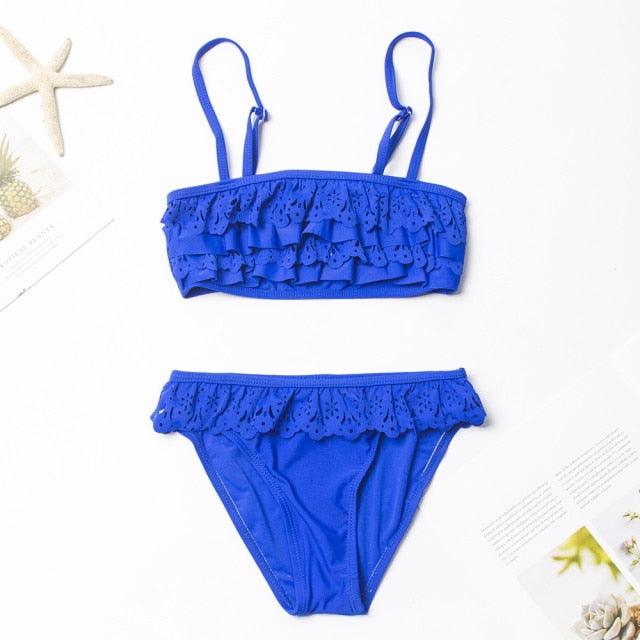 Multicolored Style Girls Kids Swimwear Swimsuit Girls Two Piece Bikini Swimsuits Floral Bathing Suit For Kids Summer Beach Swimwear Summer Children Bathing Suit Kids Girls Bikini Set 2-14 Years - Black Girl Golf