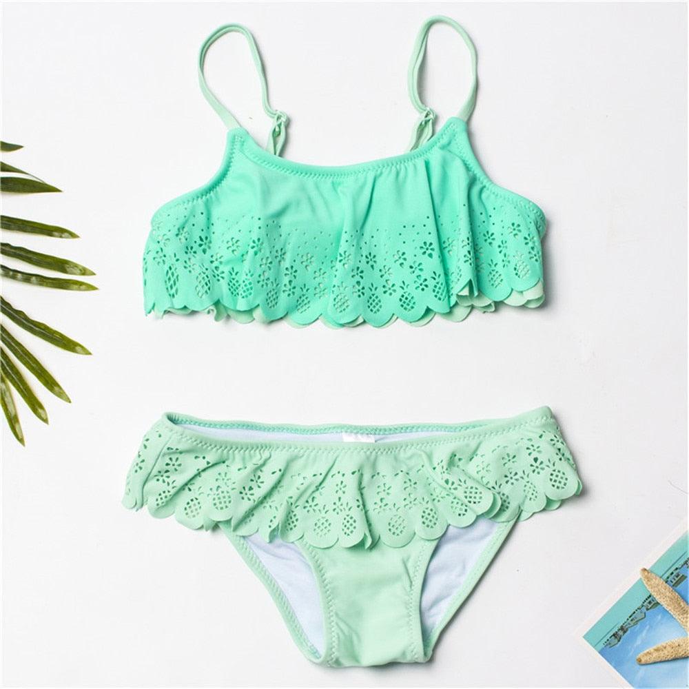 Multicolored Style Girls Kids Swimwear Swimsuit Girls Two Piece Bikini Swimsuits Floral Bathing Suit For Kids Summer Beach Swimwear Summer Children Bathing Suit Kids Girls Bikini Set 2-14 Years - Black Girl Golf