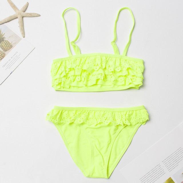 Multicolored Style Girls Kids Swimwear Swimsuit Girls Two Piece Bikini Swimsuits Floral Bathing Suit For Kids Summer Beach Swimwear Summer Children Bathing Suit Kids Girls Bikini Set 2-14 Years - Black Girl Golf