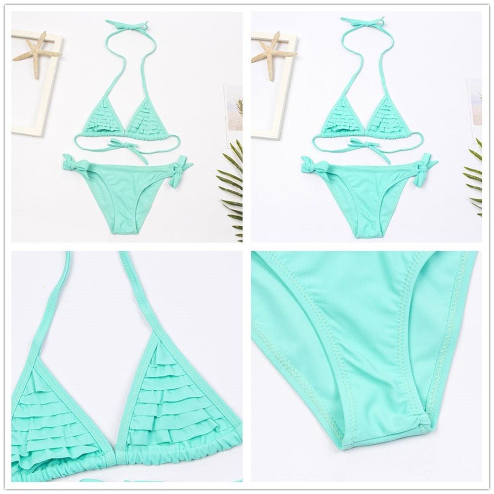 Multicolored Style Girls Kids Swimwear Swimsuit Girls Two Piece Bikini Swimsuits Floral Bathing Suit For Kids Summer Beach Swimwear Summer Children Bathing Suit Kids Girls Bikini Set 2-14 Years - Black Girl Golf