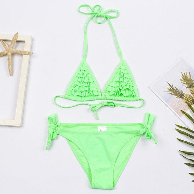 Multicolored Style Girls Kids Swimwear Swimsuit Girls Two Piece Bikini Swimsuits Floral Bathing Suit For Kids Summer Beach Swimwear Summer Children Bathing Suit Kids Girls Bikini Set 2-14 Years - Black Girl Golf