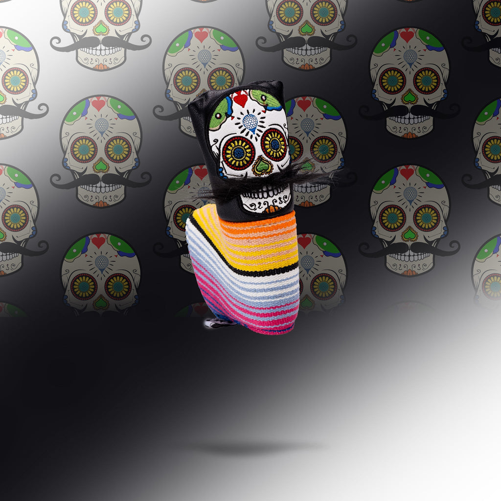 Mustache Sugar Skull - Blade Putter Cover Black - Black Girl Golf