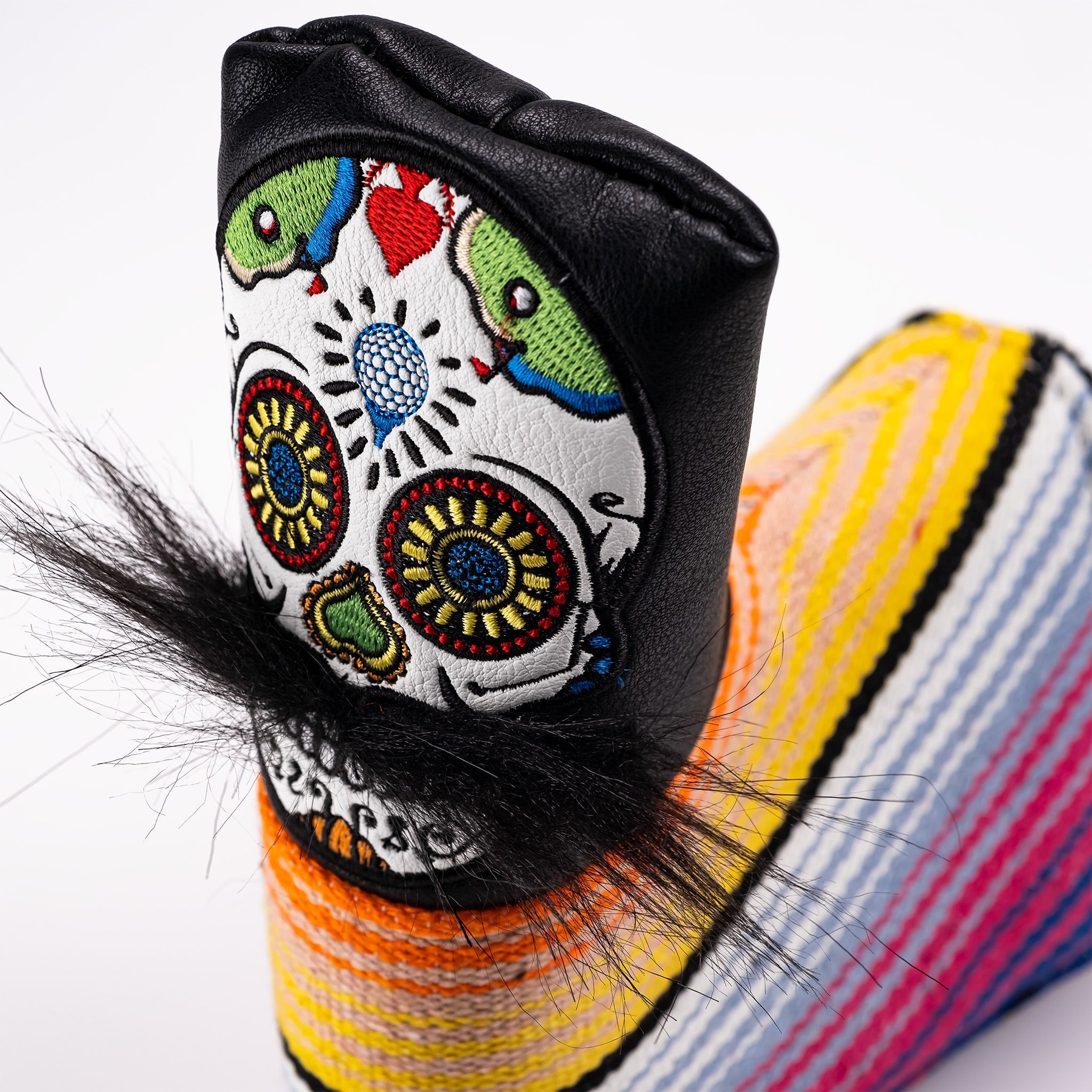Mustache Sugar Skull - Blade Putter Cover Black - Black Girl Golf
