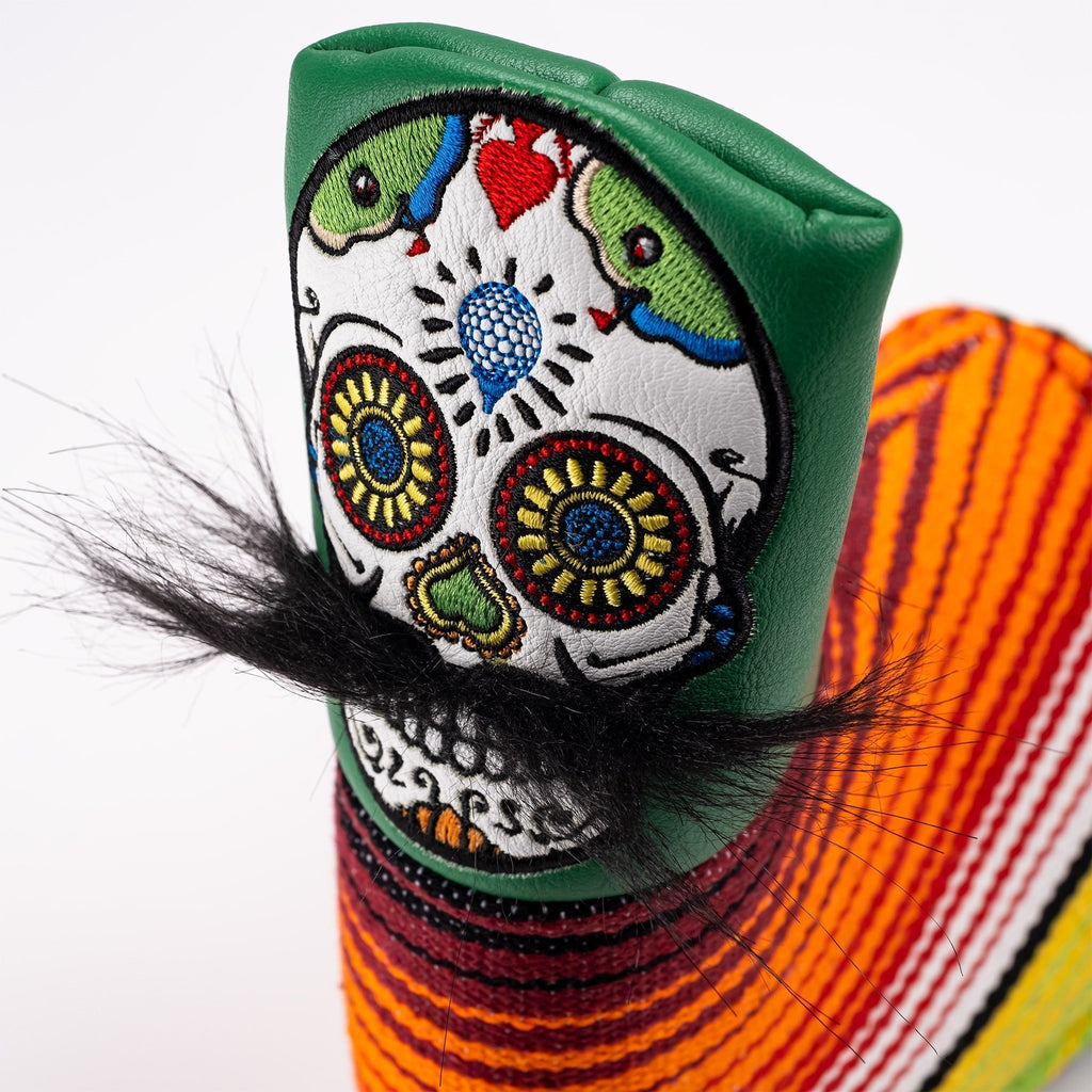 Mustache Sugar Skull - Blade Putter Cover Green - Black Girl Golf