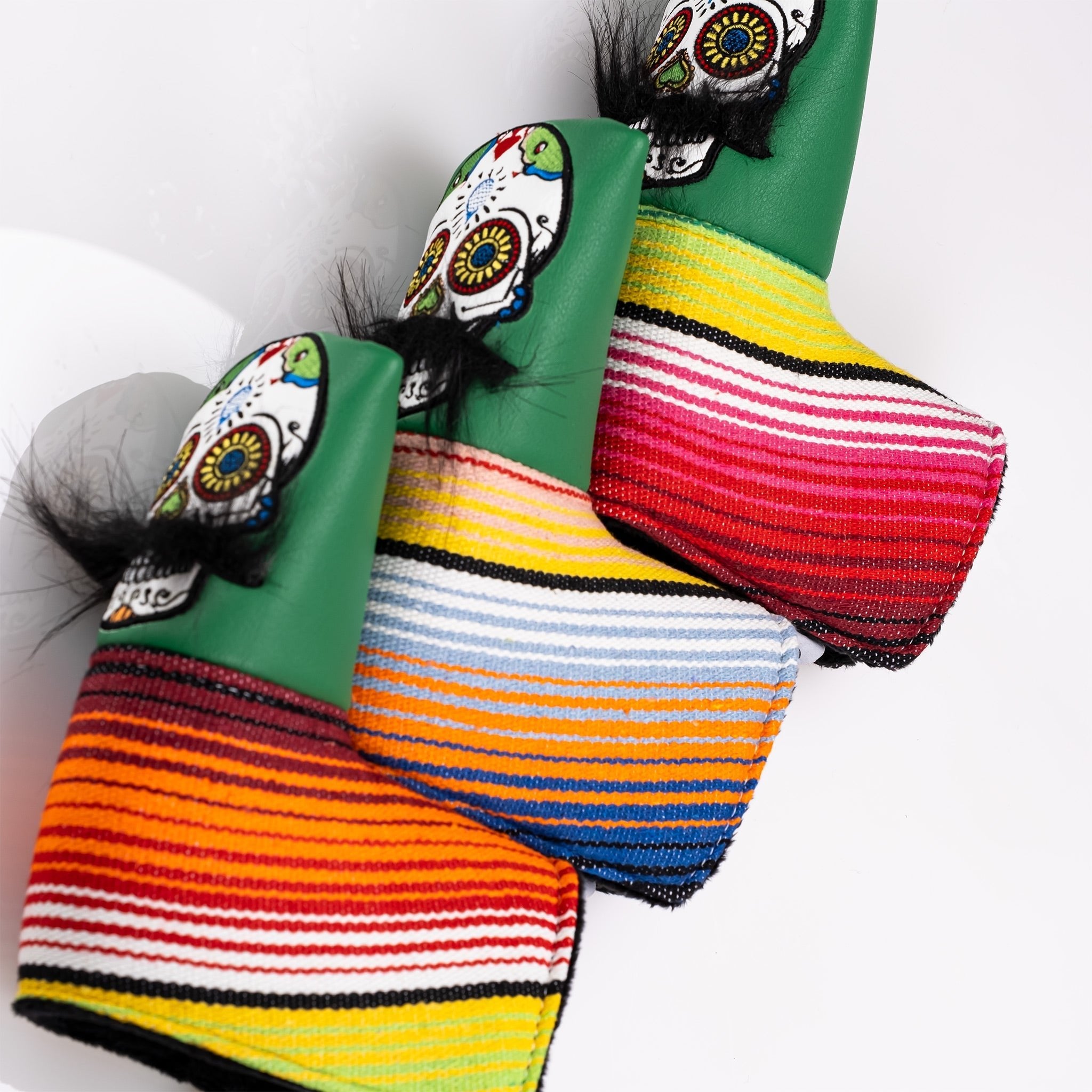 Mustache Sugar Skull - Blade Putter Cover Green - Black Girl Golf