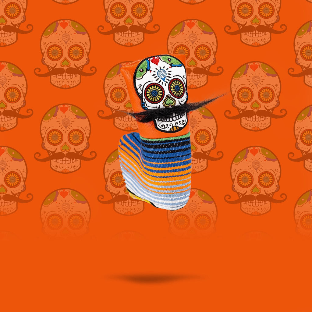 Mustache Sugar Skull - Blade Putter Cover Orange - Black Girl Golf
