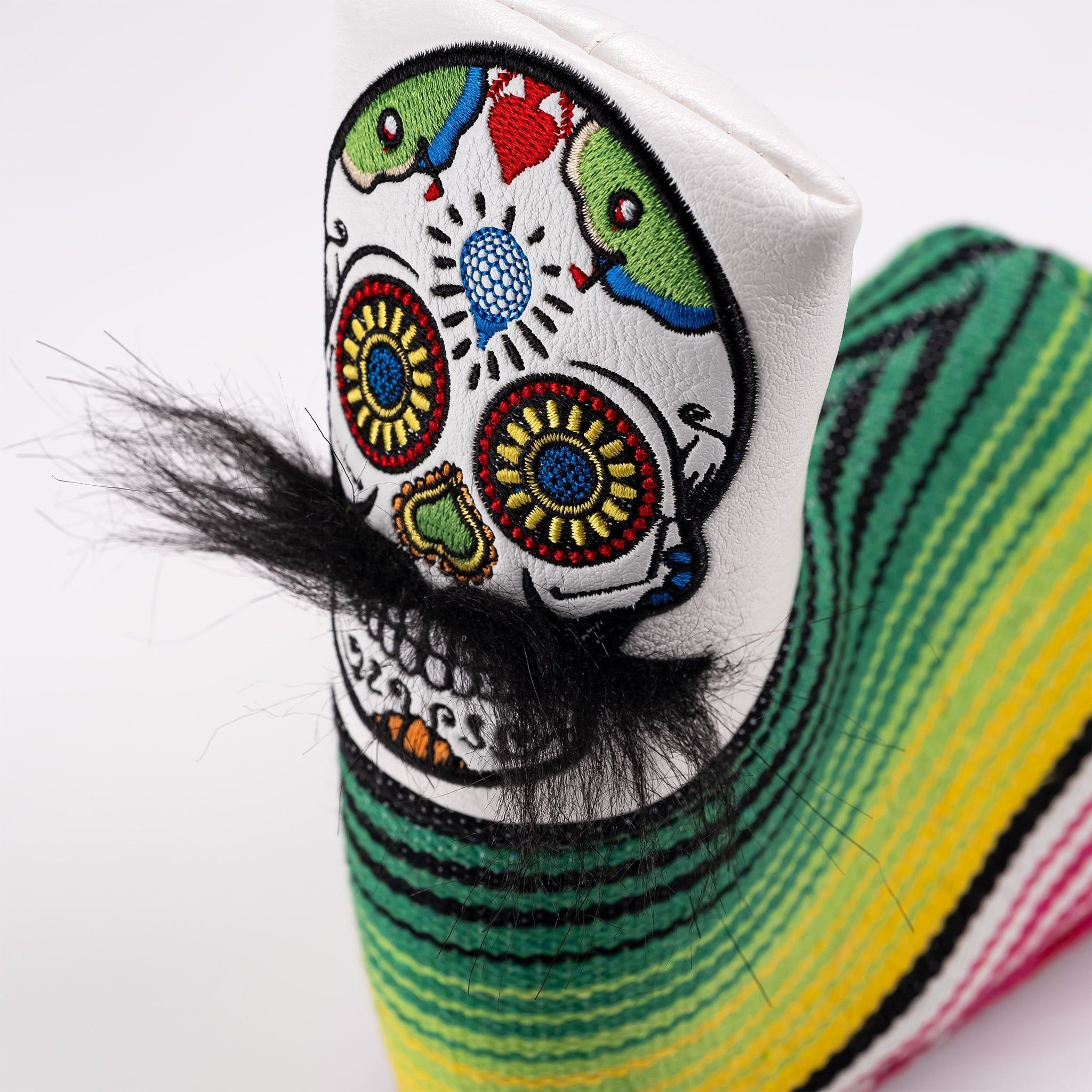 Mustache Sugar Skull - Blade Putter Cover White - Black Girl Golf