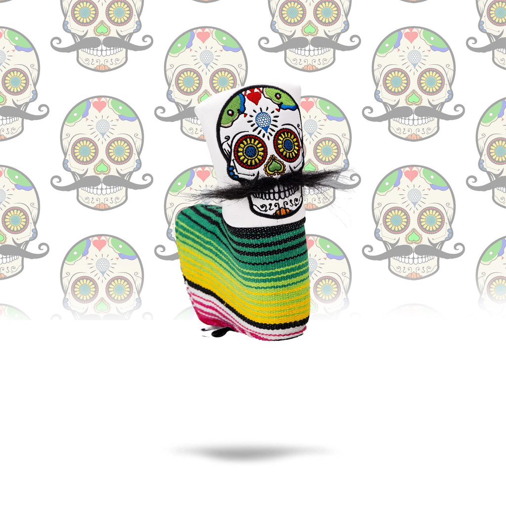 Mustache Sugar Skull - Blade Putter Cover White - Black Girl Golf