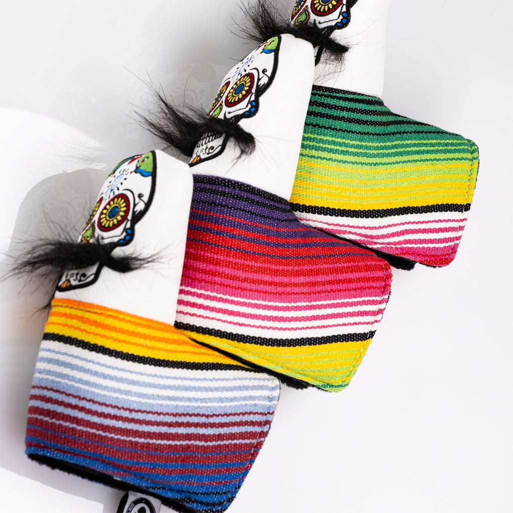 Mustache Sugar Skull - Blade Putter Cover White - Black Girl Golf