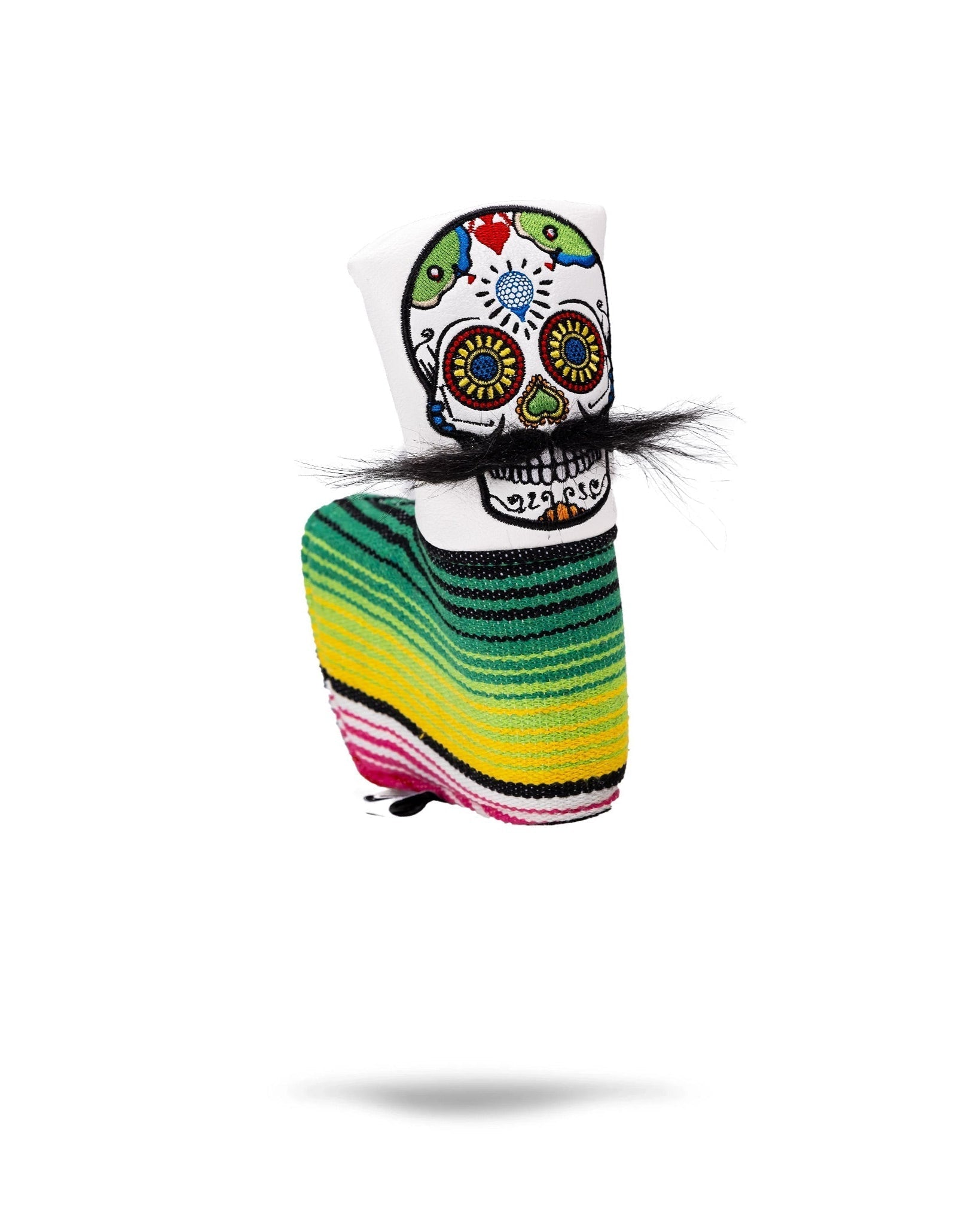Mustache Sugar Skull - Blade Putter Cover White - Black Girl Golf