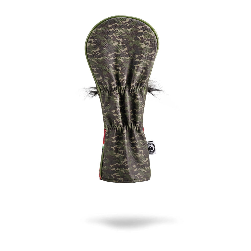 Mustache Sugar Skull - Fairway Cover Green Camo - Black Girl Golf