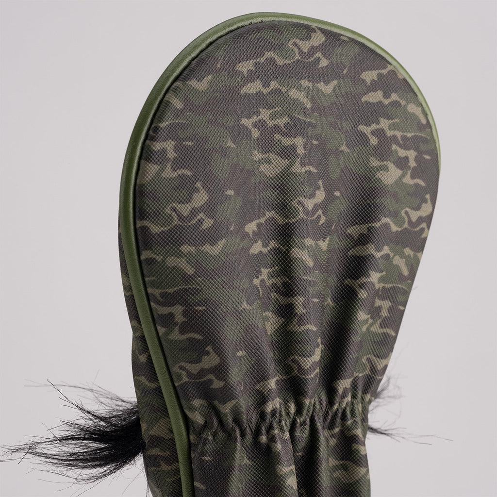 Mustache Sugar Skull - Fairway Cover Green Camo - Black Girl Golf