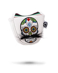 Mustache Sugar Skull - Mallet Putter Cover White - Black Girl Golf