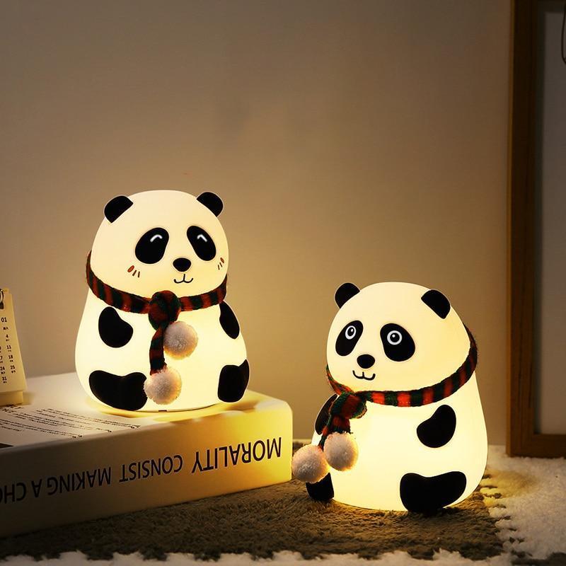 Night Light for Kids, 7-Color Silicone Big Eyes Panda Nursery Lights, USB Rechargeable LED Lamp for Girls and Boys Bedrooms - Black Girl Golf