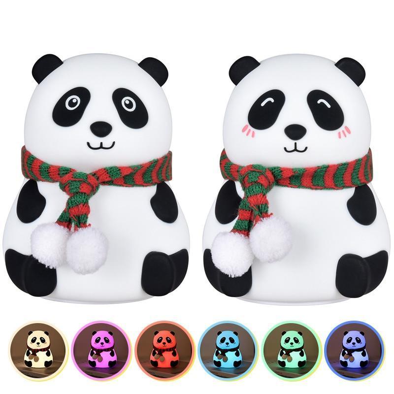 Night Light for Kids, 7-Color Silicone Big Eyes Panda Nursery Lights, USB Rechargeable LED Lamp for Girls and Boys Bedrooms - Black Girl Golf