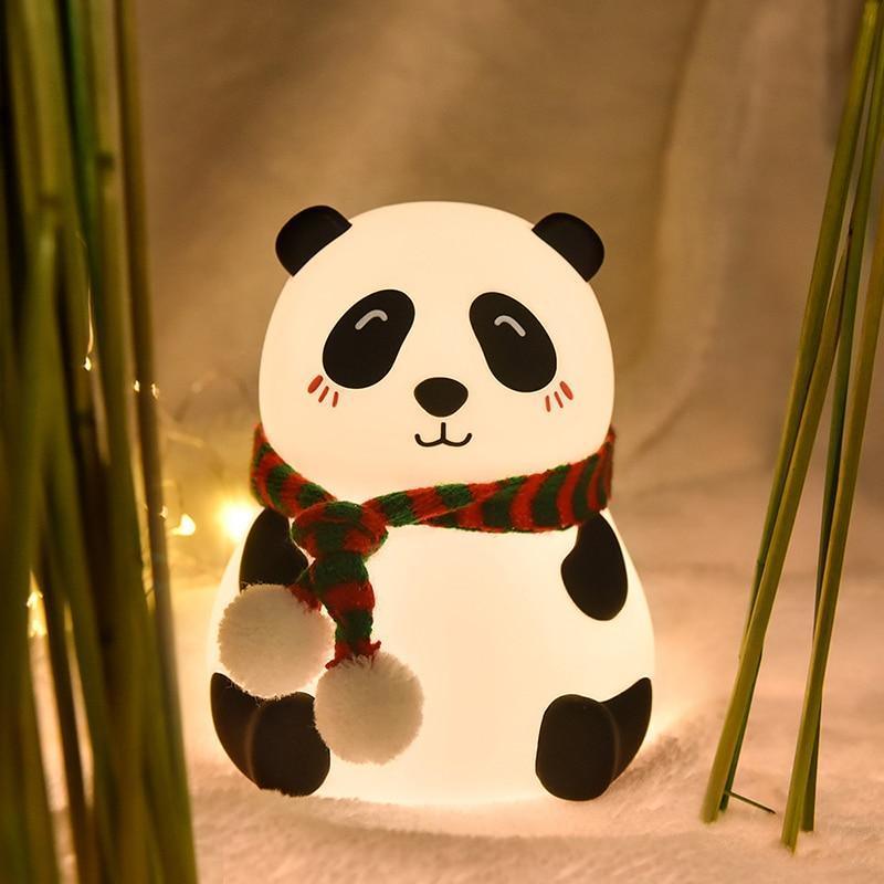 Night Light for Kids, 7-Color Silicone Big Eyes Panda Nursery Lights, USB Rechargeable LED Lamp for Girls and Boys Bedrooms - Black Girl Golf
