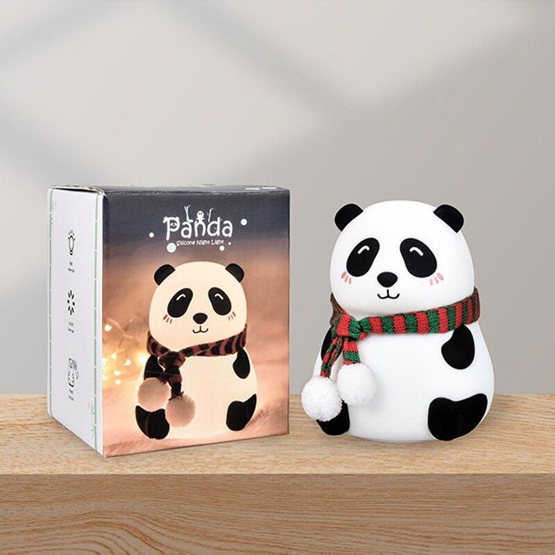 Night Light for Kids, 7-Color Silicone Big Eyes Panda Nursery Lights, USB Rechargeable LED Lamp for Girls and Boys Bedrooms - Black Girl Golf