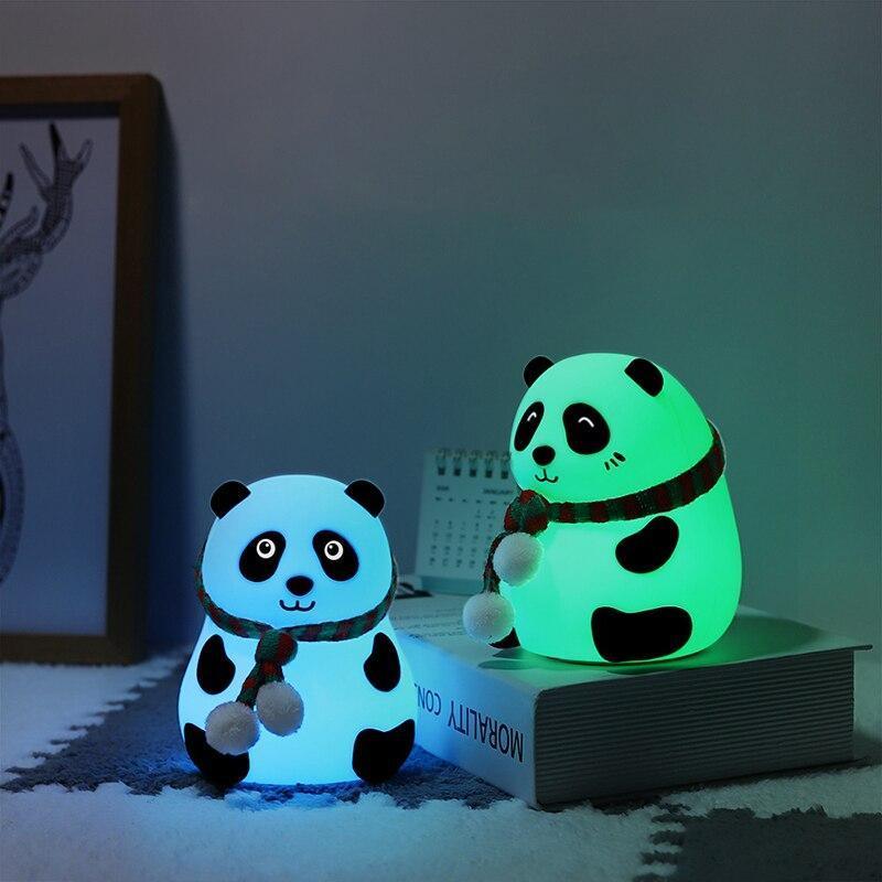 Night Light for Kids, 7-Color Silicone Big Eyes Panda Nursery Lights, USB Rechargeable LED Lamp for Girls and Boys Bedrooms - Black Girl Golf