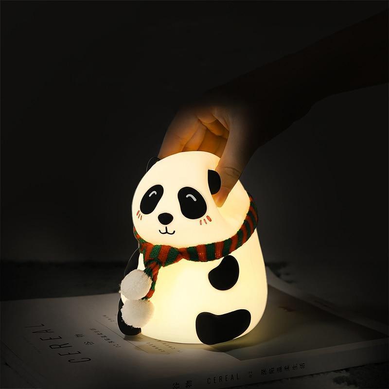 Night Light for Kids, 7-Color Silicone Big Eyes Panda Nursery Lights, USB Rechargeable LED Lamp for Girls and Boys Bedrooms - Black Girl Golf