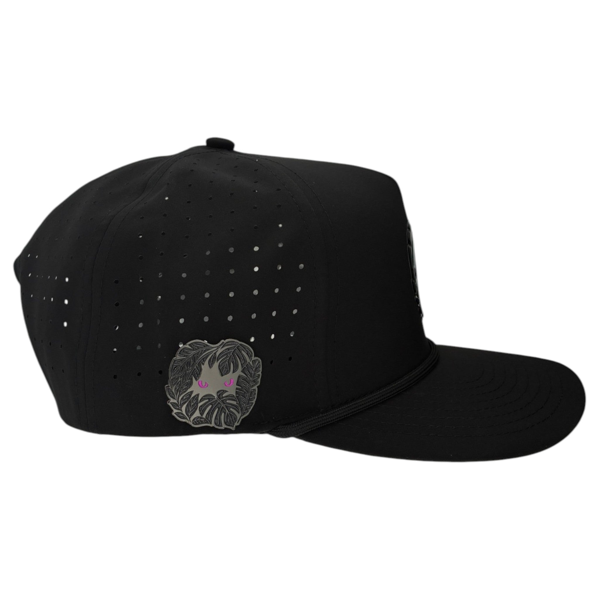 Night Stalker Golf Hat | Snapback Cap | Built-in Magnetic Ball Marker Holder + Marker Included | Adjustable | Animal Eyes Black - Black Girl Golf