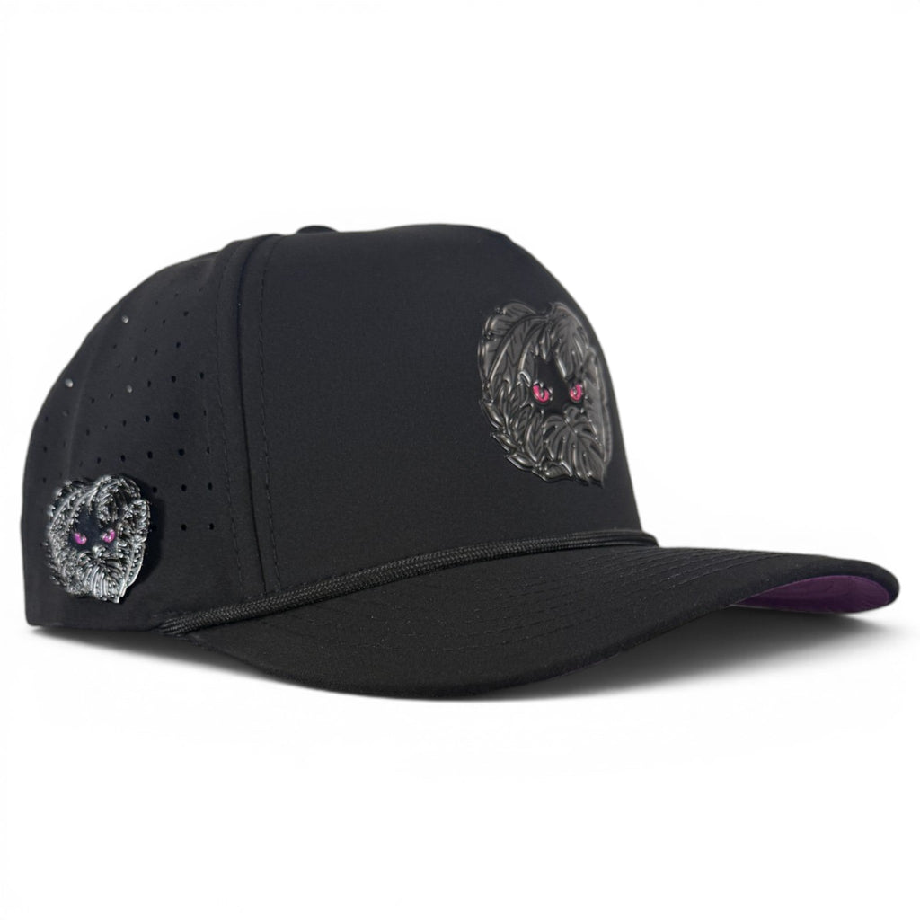 Night Stalker Golf Hat | Snapback Cap | Built-in Magnetic Ball Marker Holder + Marker Included | Adjustable | Animal Eyes Black - Black Girl Golf