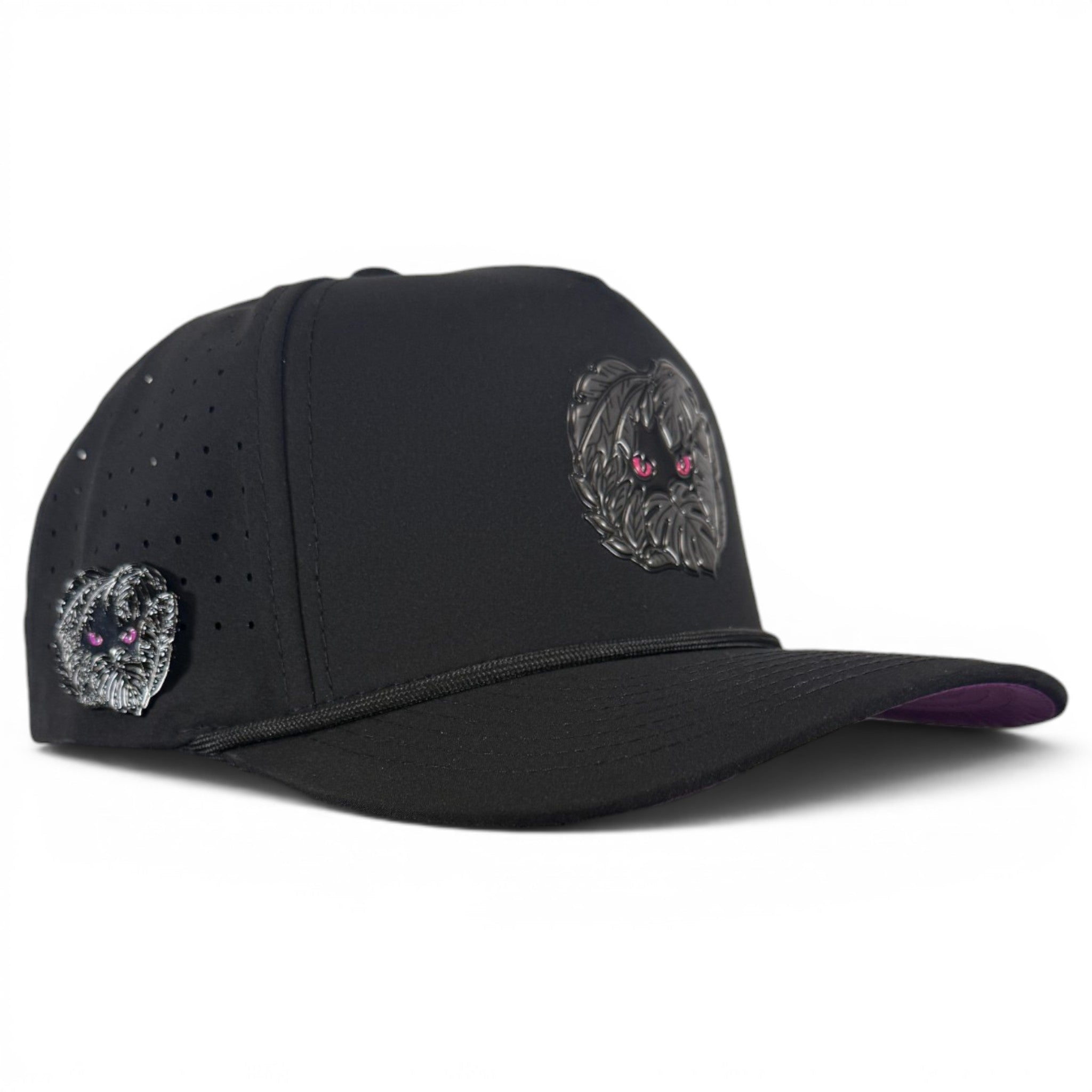 Night Stalker Golf Hat | Snapback Cap | Built-in Magnetic Ball Marker Holder + Marker Included | Adjustable | Animal Eyes Black - Black Girl Golf