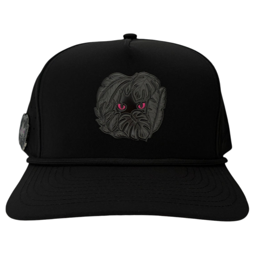 Night Stalker Golf Hat | Snapback Cap | Built-in Magnetic Ball Marker Holder + Marker Included | Adjustable | Animal Eyes Black - Black Girl Golf