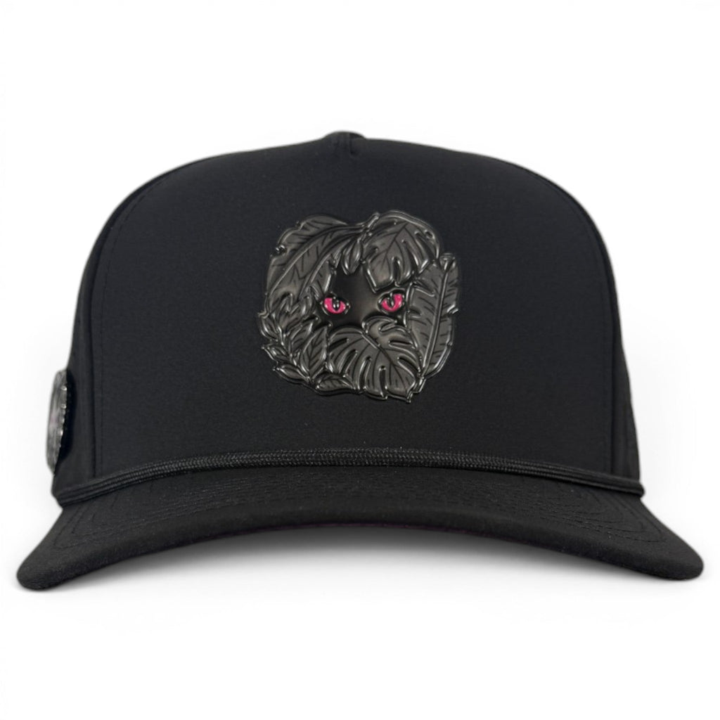 Night Stalker Golf Hat | Snapback Cap | Built-in Magnetic Ball Marker Holder + Marker Included | Adjustable | Animal Eyes Black - Black Girl Golf