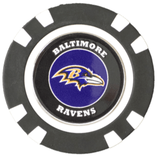 Officially Licensed Baltimore Ravens Poker Chip Ball Marker - Black Girl Golf